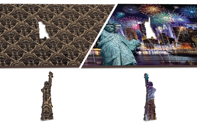 Lesena sestavljanka Nočni New York 2v1