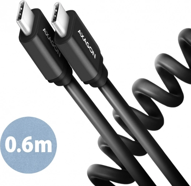 Twister USB‑C na USB‑C kabel 0,6 m, USB 2.0, 3 A, aluminij, PVC, črn