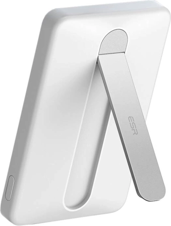 Magnetna powerbanka ESR Qi2 MagSlim 5000 mAh s stojalom – bela