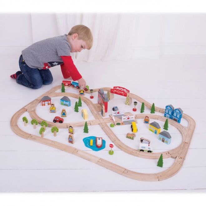 Bigjigs Rail Leseni vlak središče mesto in vas 101 delov