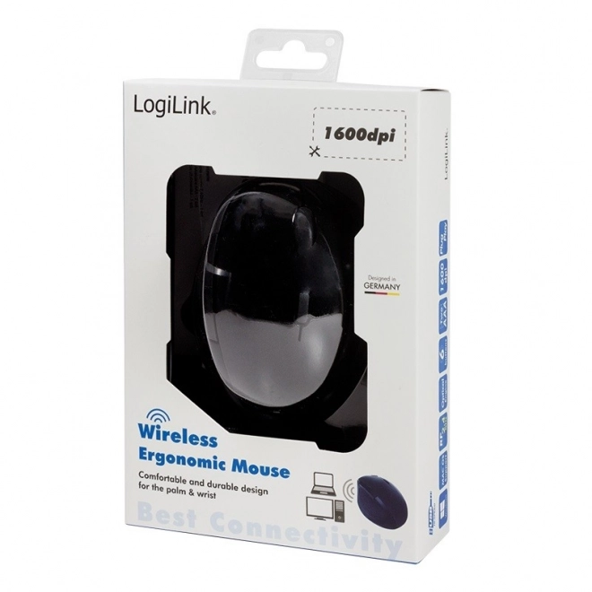 Ergonomska brezžična optična miška 2.4GHz 1600dpi črna