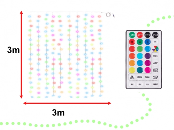 LED barvna zavesa z lanternami - 3m, 200 LED