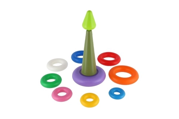 Piramida z obročki plast 2 barvi v mrežici 15x31cm 12m+