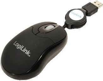 LogiLink mini miška USB z navijalnim kablom