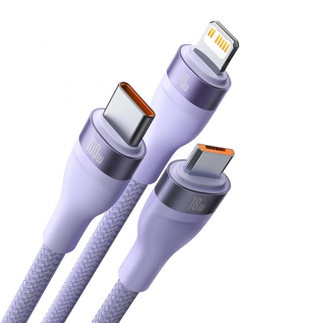 Kabel Baseus Flash Series 2v1 USB-C + mikro USB + Lightning 100 W