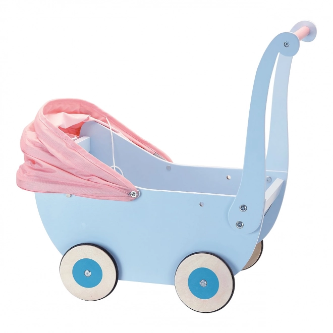 Petitcollin Leseni voziček modri (za punčko do 40 cm)