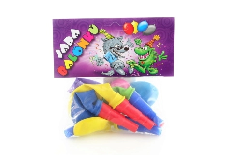 Napihljivi balončki s piščalko, set 7 kos