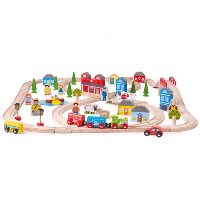 Bigjigs Rail Leseni vlak središče mesto in vas 101 delov