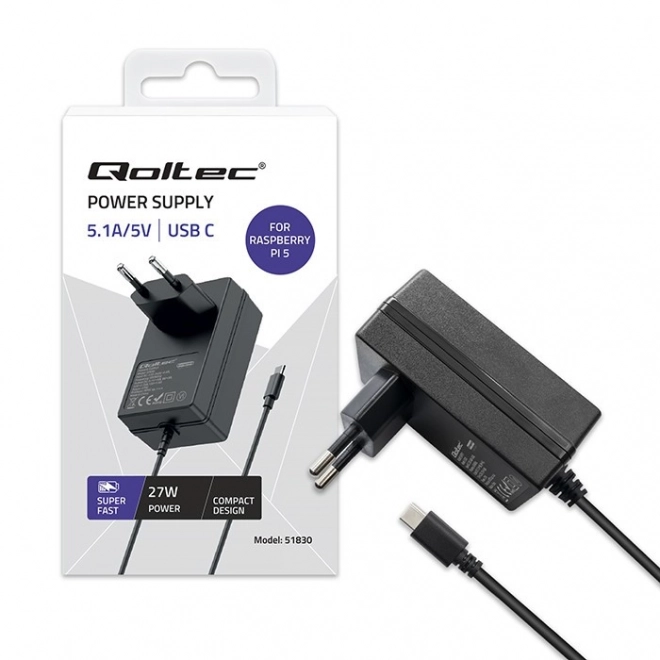 Polnilec Super FAST PD za Raspberry Pi 5 z USB-C 27W