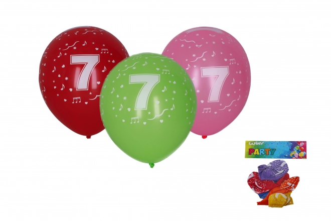 Balon za napihovanje s številko 7 30cm - 5 kosov