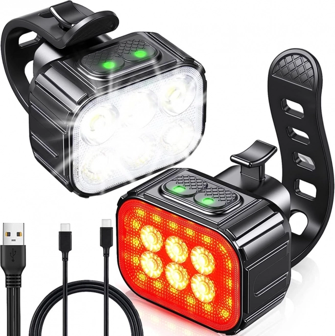 LED luči za kolo sprednja in zadnja komplet USB polnilne