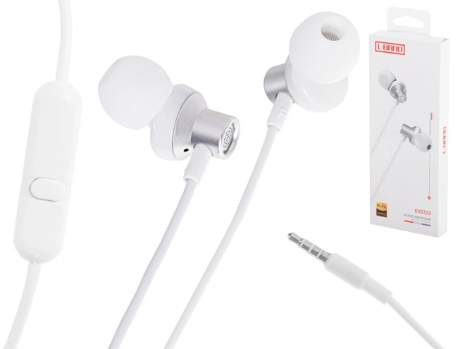 Bela žična slušalke s 3,5 mm jackom