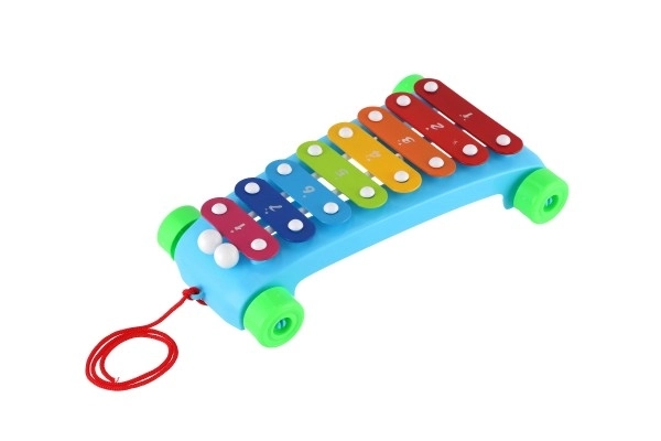 Xilofon plast/kovač 24cm s paličkami 2 barvi v vrečki 19x31x6cm