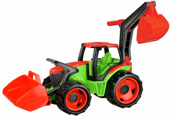 Traktor Lena z žlico in bagrom zeleno-rdeč