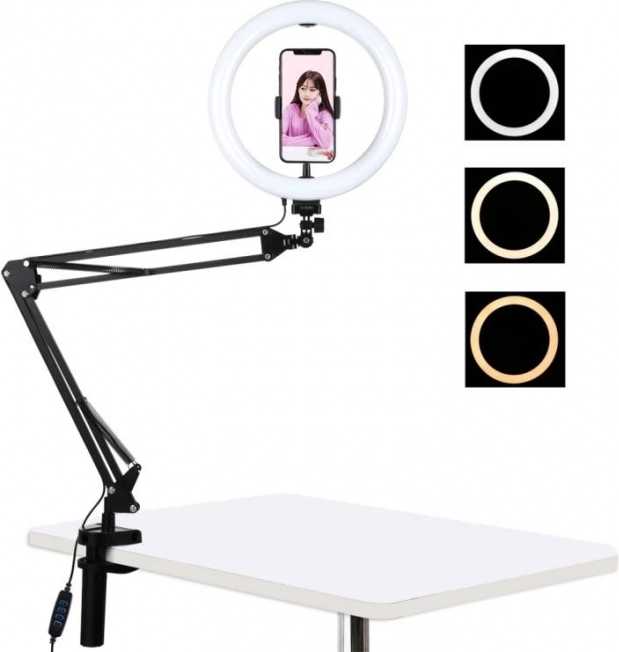 Stojalo za ramo Puluz z 26 cm LED kolobesedilko