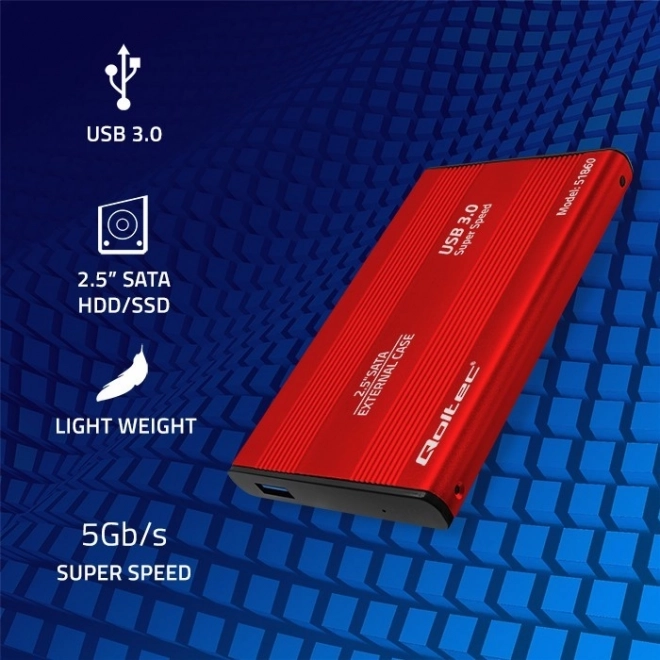 Zunanji etui za 2.5" diske HDD/SSD SATA3, USB 3.0, rdeč