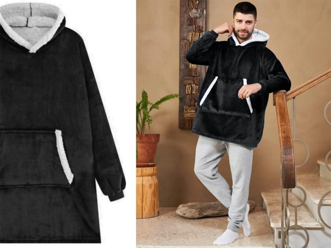 Topla oversize majica s krznom in kapuco