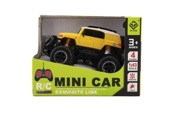 Auto RC mini SUV plast 14cm 27MHz na dalj. uprav. na bat. z luči. 2 barvi v škat. 16x12x10