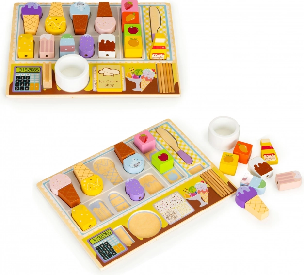 Lesena sladoledarna – ledeni set za otroke ECOTOYS