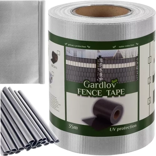 Zaščitni trak za ograjo 19 cm x 35 m 450 g/m² siv s sponkami GARDLOV