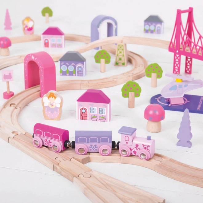 Bigjigs Rail Lesena velika železniška proga za princese
