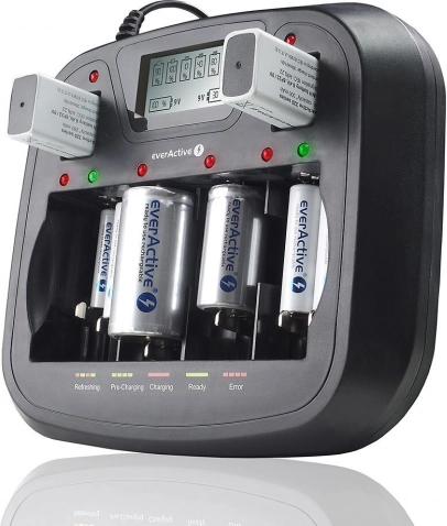 EVERACTIVE univerzalni polnilec Ni-MH z LCD in USB, 8 kanalov