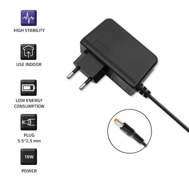 Vtični adapter Qoltec 19W 9V 2.1A 5.5x2.5