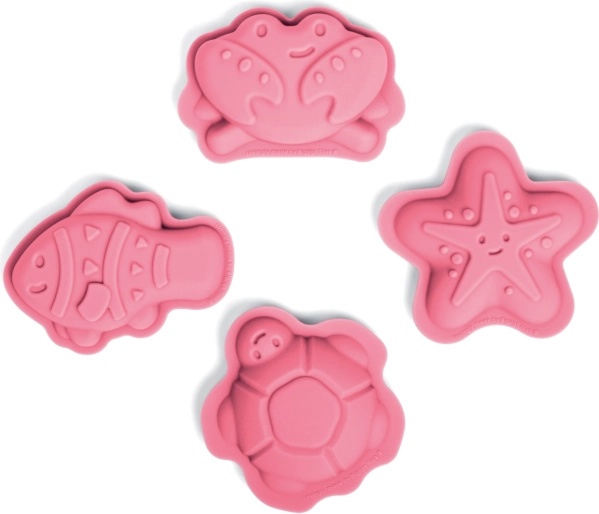 Bigjigs Toys silikonski modelčki za pesek – rožnati morski motivi