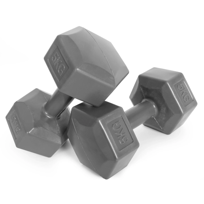 Komplet šesterokotnih uteži 2x5 kg siv ModernHome