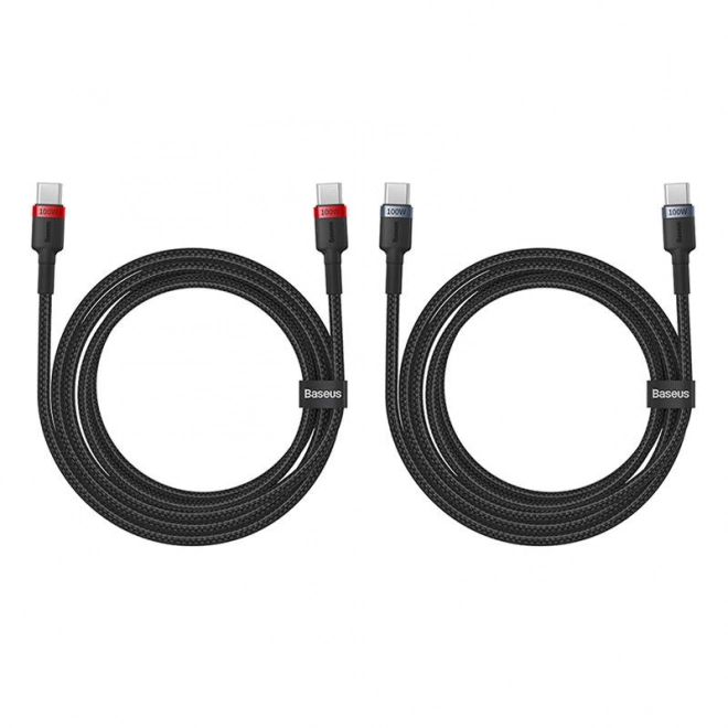 Kabel Baseus Cafule USB-C na USB-C 100W,2m, 2 kom (rdeče-črna, sivo-črna).