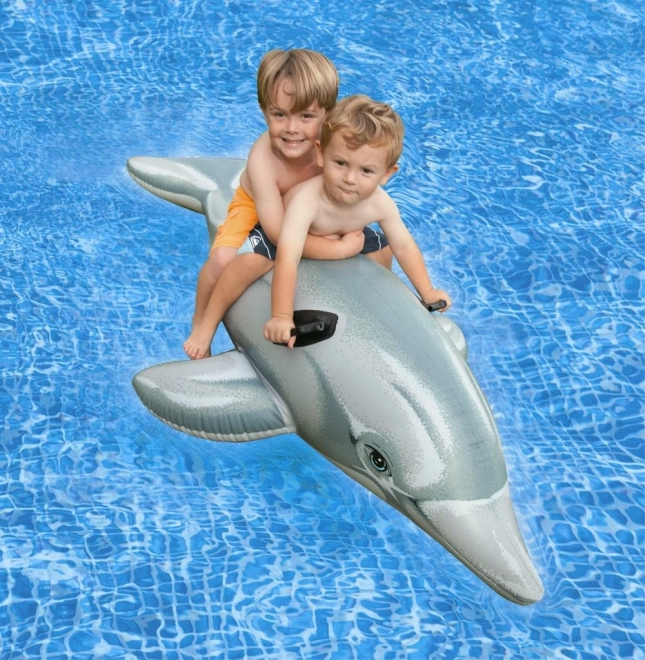 Modri napihljivi delfin z ročaji