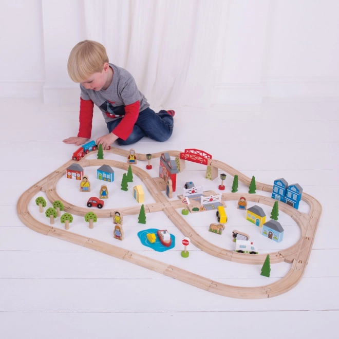 Bigjigs Rail Leseni vlak središče mesto in vas 101 delov