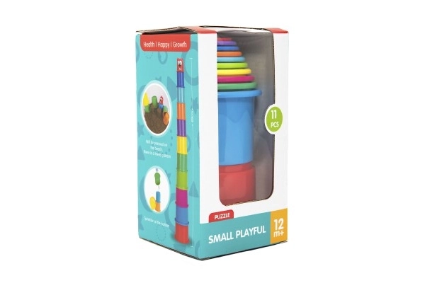 Kubus piramida zložljiva okrogla plastika 11kos v škatli 11x20x11cm 12m+