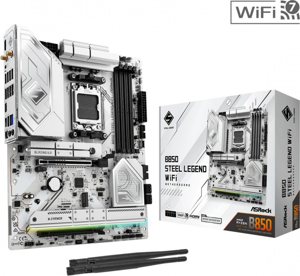 Bela osnovna plošča B650 Steel Legend WiFi AM5 ATX