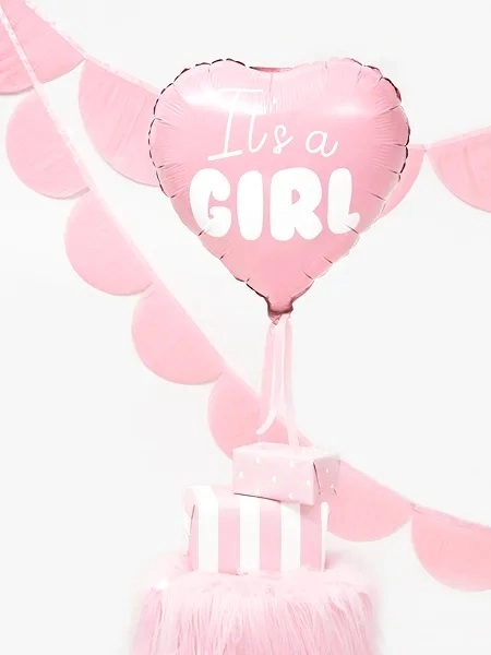 Balon iz folije 'It's a Girl' roza srce 45 cm