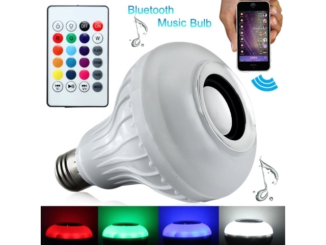Barvna LED žarnica z Bluetooth zvočnikom