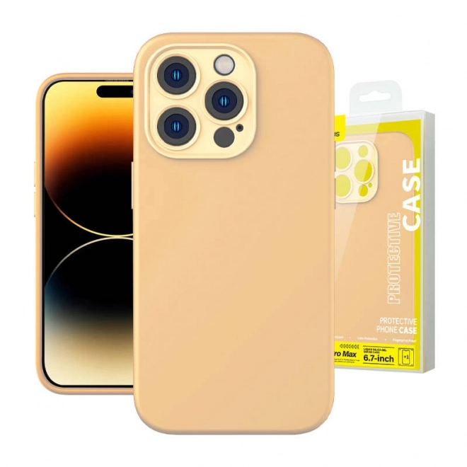 Baseus Gel Tekočina Silicijeva Ovoj za iPhone 14 rumena s kaljenim steklom in čistilnim setom – 14 Pro Max