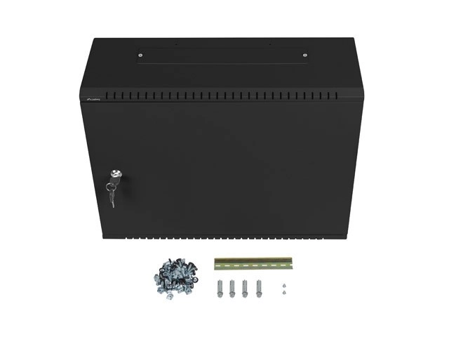 Stenska regalna omara za opremo 48 cm 4U+3U 540x200 nizkoprofilna črna