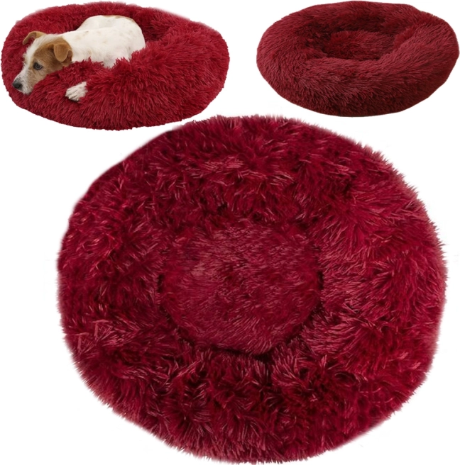 Plišast ležišček za mačke in majhne pse 50 cm – bordo