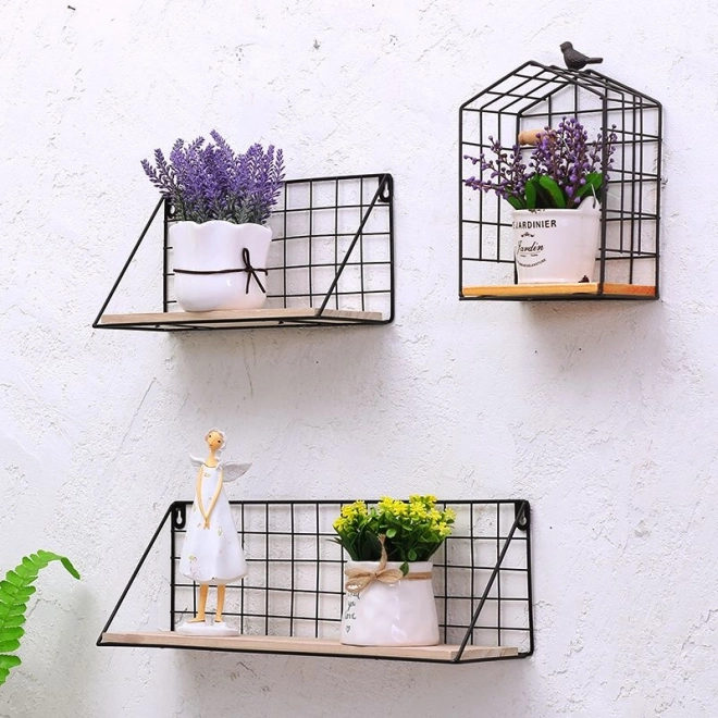 Stenska polica LOFT stil 29,5 cm- črna