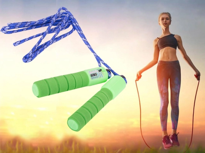 Zelena kolebnica z digitalnim števcem za fitnes