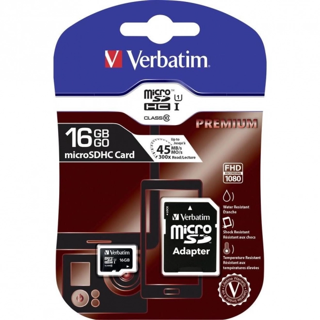 Pomnilniška kartica Verbatim 16GB microSDHC UHS-I z adapterjem