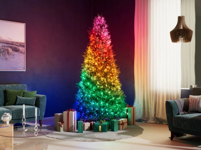 Veriga pametnih dekorativnih lučk USB-C (Bonboni) 100 LED RGB, svečke, zeleni kabel, 6 m
