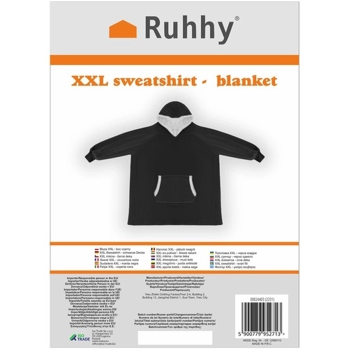 Mikina XXL - Črna odeja Ruhhy 24403