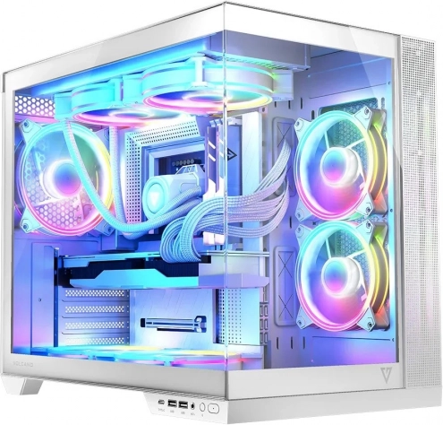 Računalniško ohišje VOLCANO Panorama Apex ARGB, 7× ARGB ventilatorjev, belo