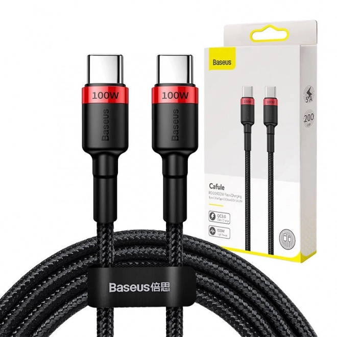 USB-C kabel za hitro polnjenje Baseus Cafule 100W rdeč črn