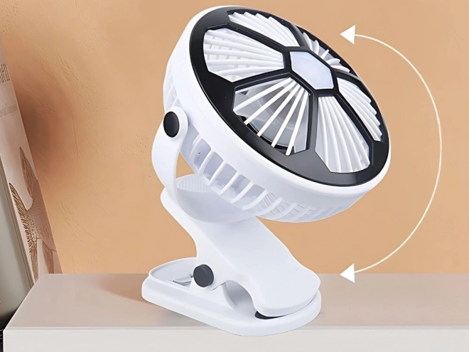 Namizni ventilator z LED lučko in sponko