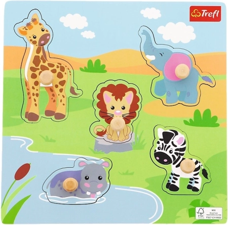 Lesene mini sestavljanke Safari – 5 koščkov