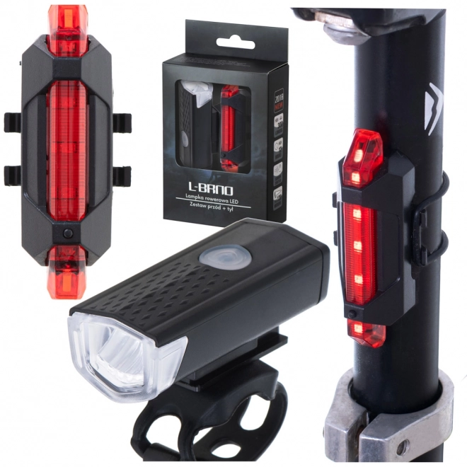Komplet LED kolesarskih luči USB