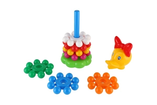 Stapljiva piramida s obroči plastika 26cm v mreži 12m+